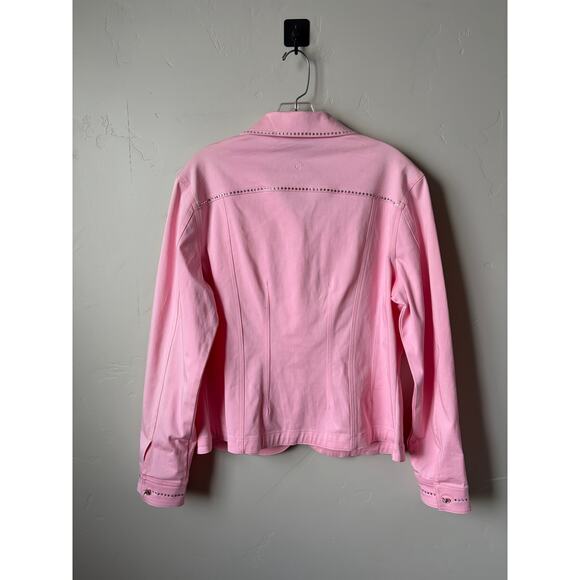 Christine Alexander Pink Denim Jacket Embellished Swarovski Crystal Rhinestones - Picture 4 of 6